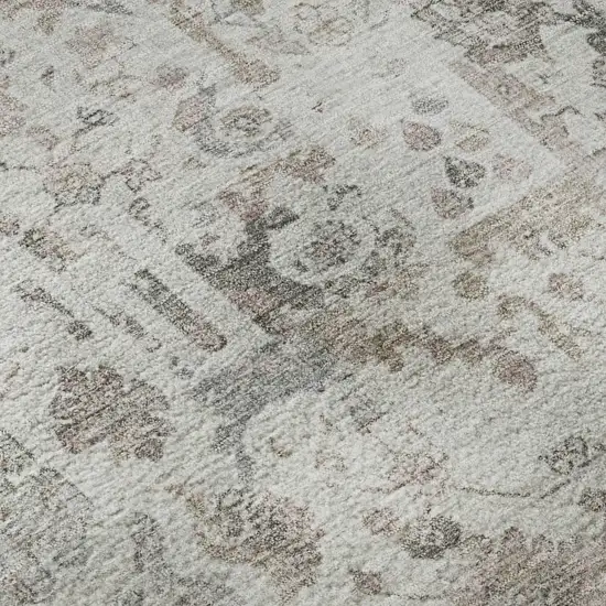 Taupe And Ivory Patchwork Washable Area Rug With UV Protection Photo 8