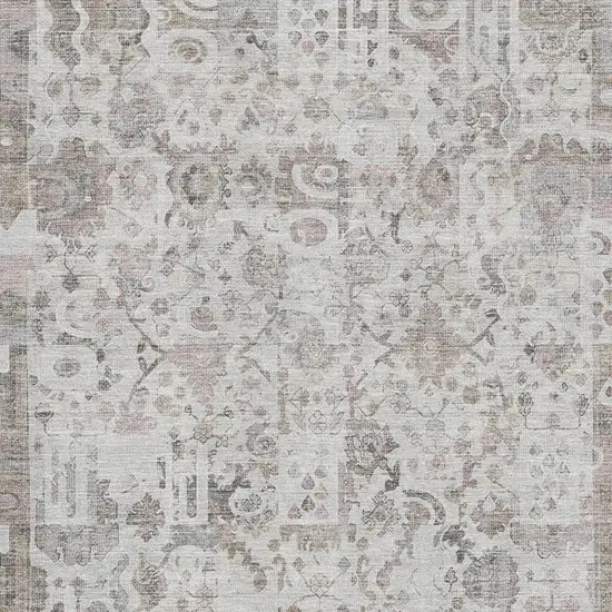 Taupe And Ivory Patchwork Washable Area Rug With UV Protection Photo 3