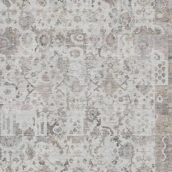 Taupe And Ivory Patchwork Washable Area Rug With UV Protection Photo 3