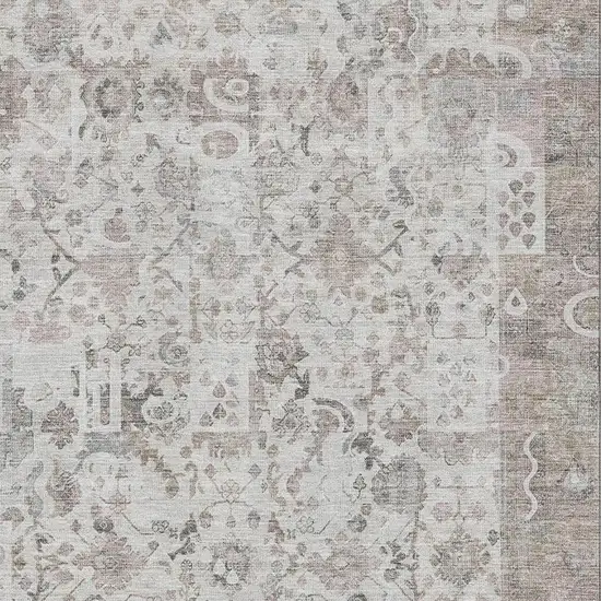 Taupe And Ivory Patchwork Washable Area Rug With UV Protection Photo 3