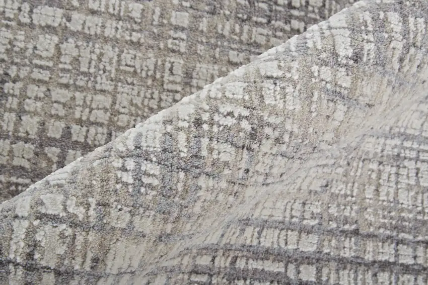 Taupe And Ivory Plaid Power Loom Distressed Stain Resistant Area Rug Photo 8