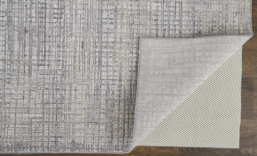 Taupe And Ivory Plaid Power Loom Distressed Stain Resistant Area Rug Photo 3