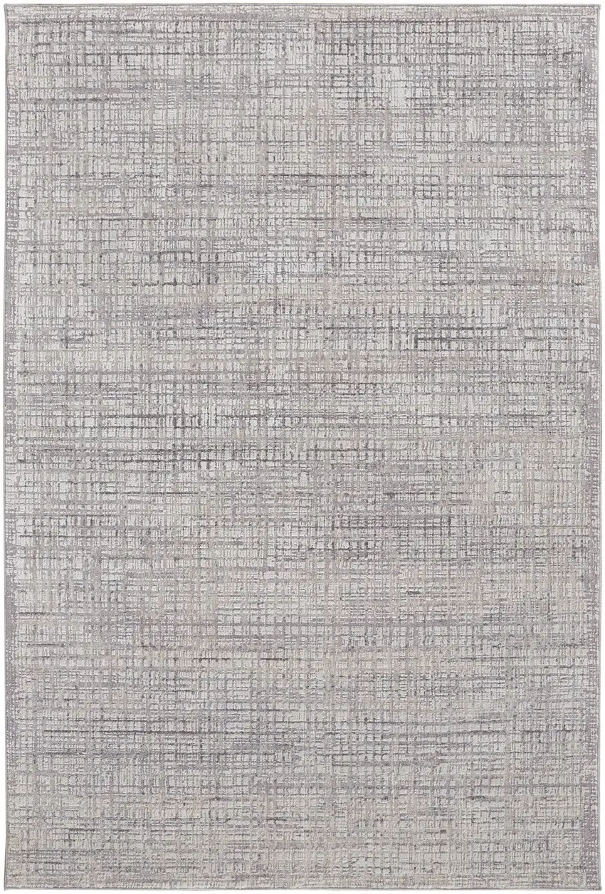 Taupe And Ivory Plaid Power Loom Distressed Stain Resistant Area Rug Photo 1