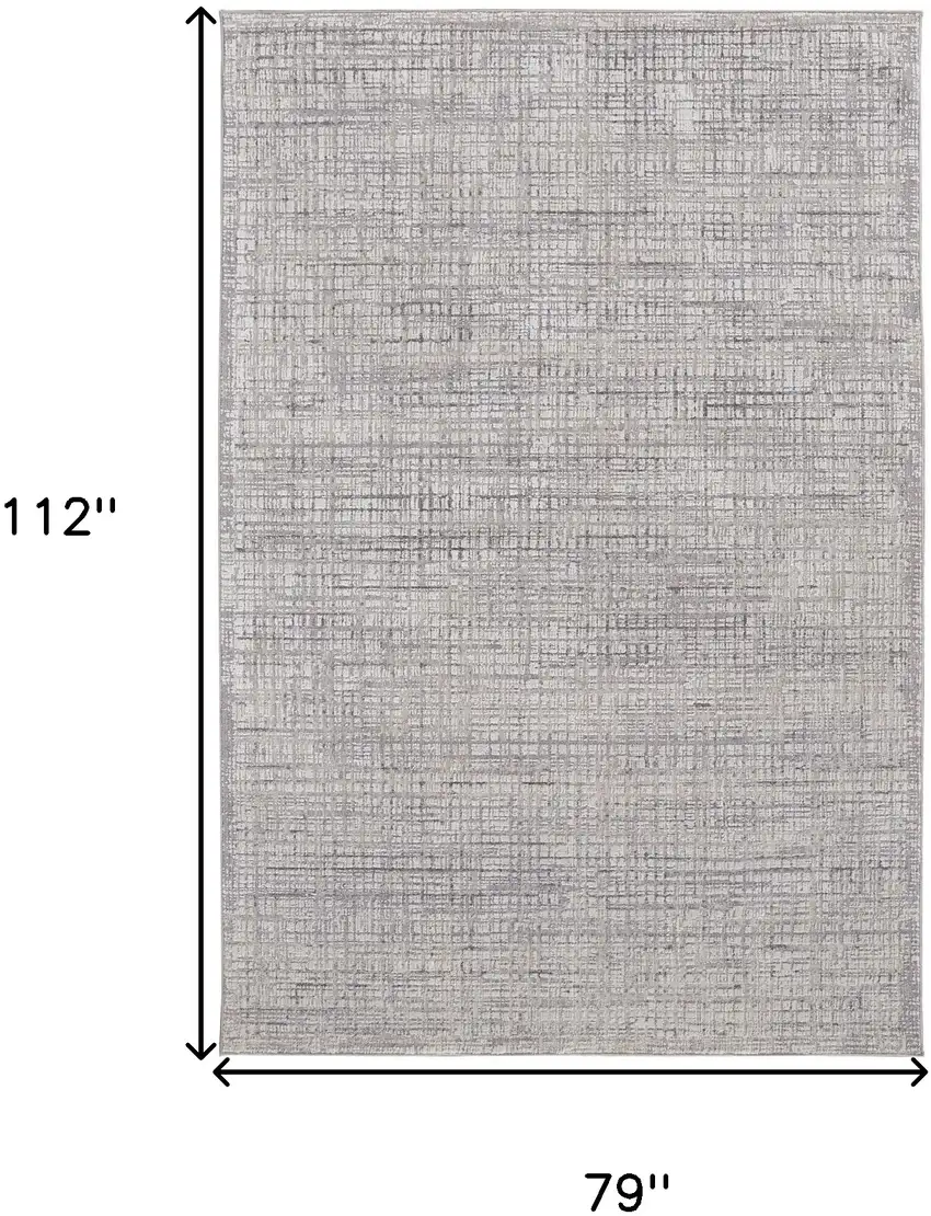 Taupe And Ivory Plaid Power Loom Distressed Stain Resistant Area Rug Photo 4
