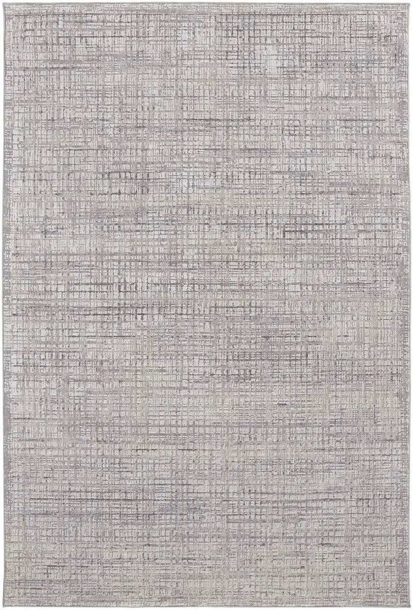 Taupe And Ivory Plaid Power Loom Distressed Stain Resistant Area Rug Photo 1