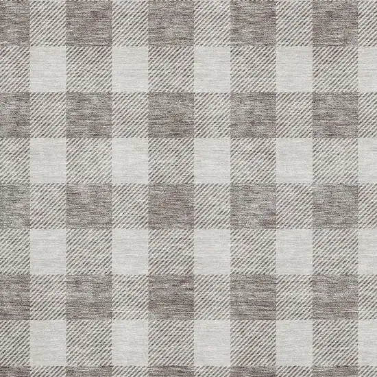 Taupe And Ivory Plaid Washable Area Rug With UV Protection Photo 2
