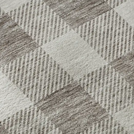 Taupe And Ivory Plaid Washable Area Rug With UV Protection Photo 8