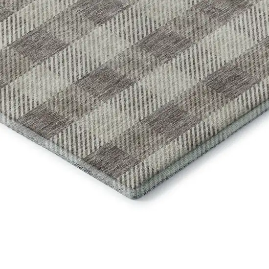 Taupe And Ivory Plaid Washable Area Rug With UV Protection Photo 7