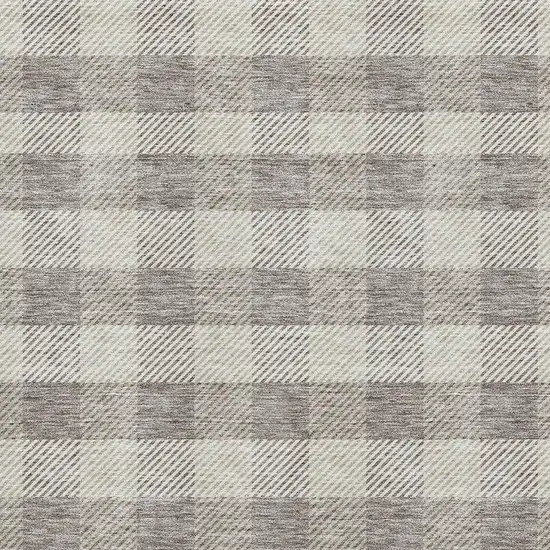 Taupe And Ivory Plaid Washable Area Rug With UV Protection Photo 2