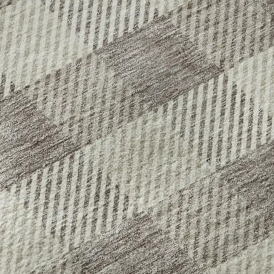 Taupe And Ivory Plaid Washable Area Rug With UV Protection Photo 9