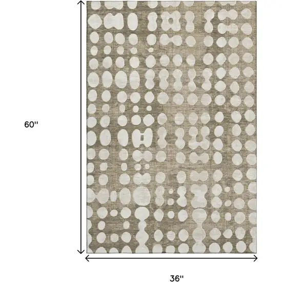 Taupe And Ivory Polka Dot Washable Area Rug With UV Protection Photo 3