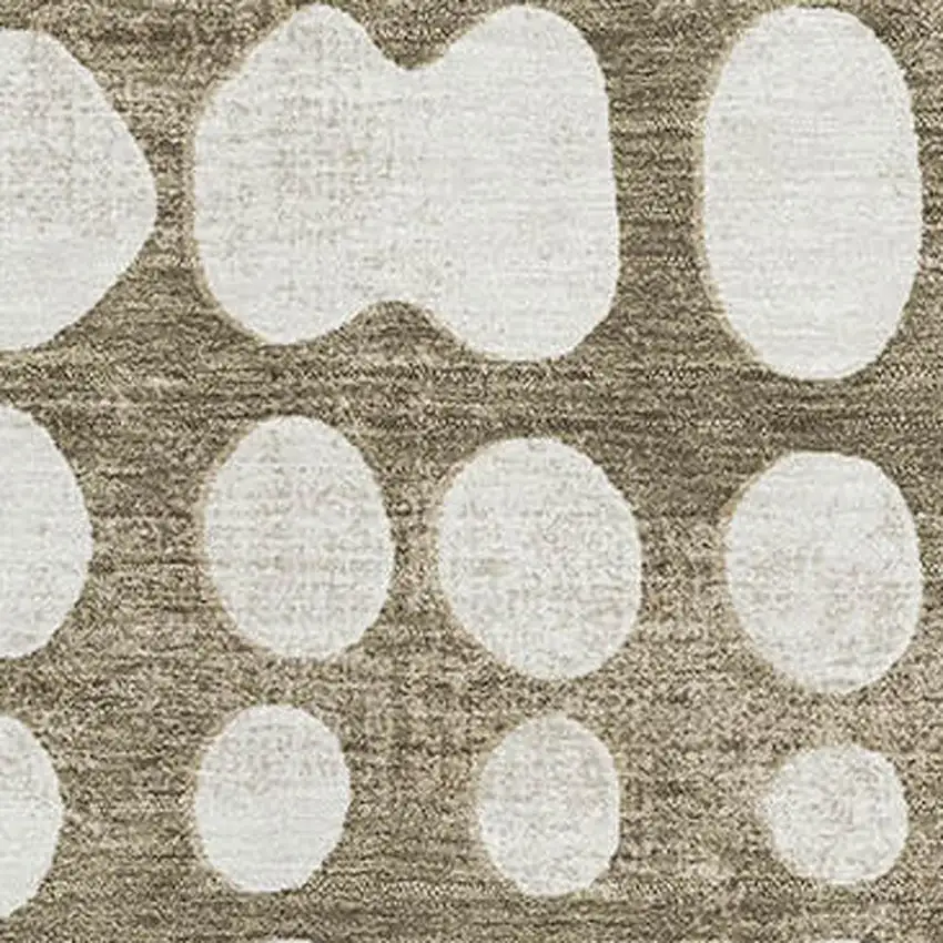 Taupe And Ivory Polka Dot Washable Area Rug With UV Protection Photo 3