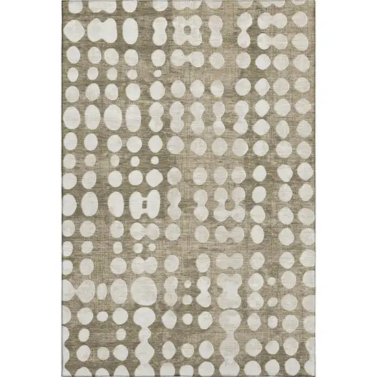 Taupe And Ivory Polka Dot Washable Area Rug With UV Protection Photo 1