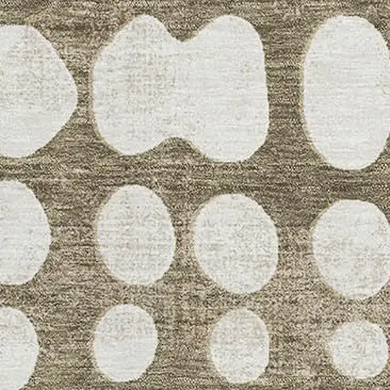 Taupe And Ivory Polka Dot Washable Area Rug With UV Protection Photo 3