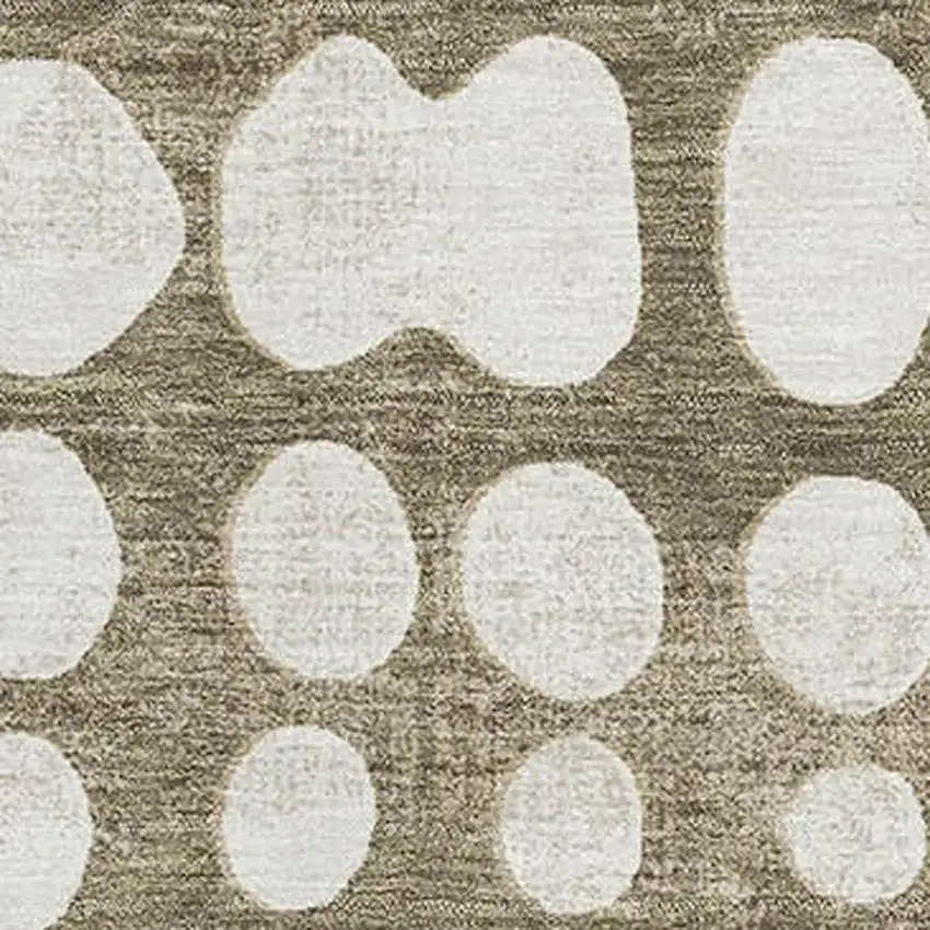 Taupe And Ivory Polka Dot Washable Area Rug With UV Protection Photo 3