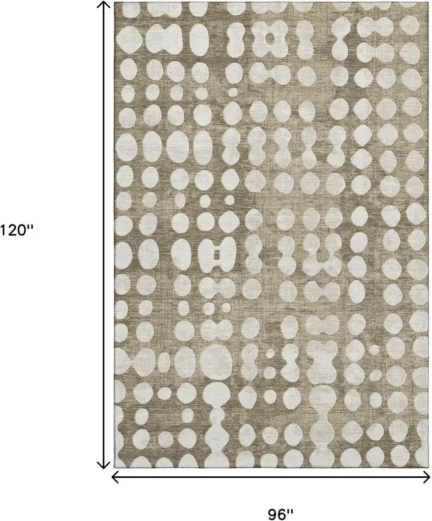 Taupe And Ivory Polka Dot Washable Area Rug With UV Protection Photo 8