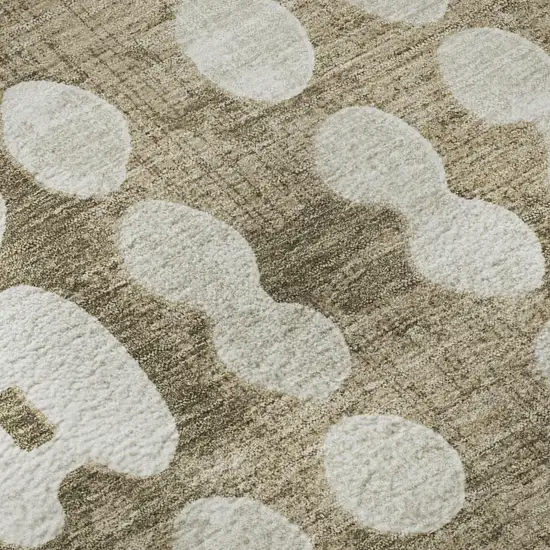 Taupe And Ivory Polka Dot Washable Area Rug With UV Protection Photo 7