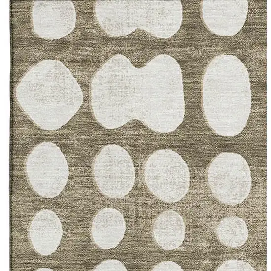 Taupe And Ivory Polka Dot Washable Area Rug With UV Protection Photo 3