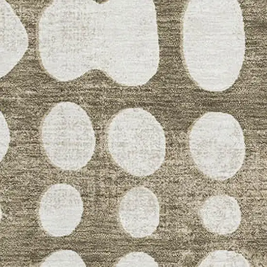 Taupe And Ivory Polka Dot Washable Area Rug With UV Protection Photo 3