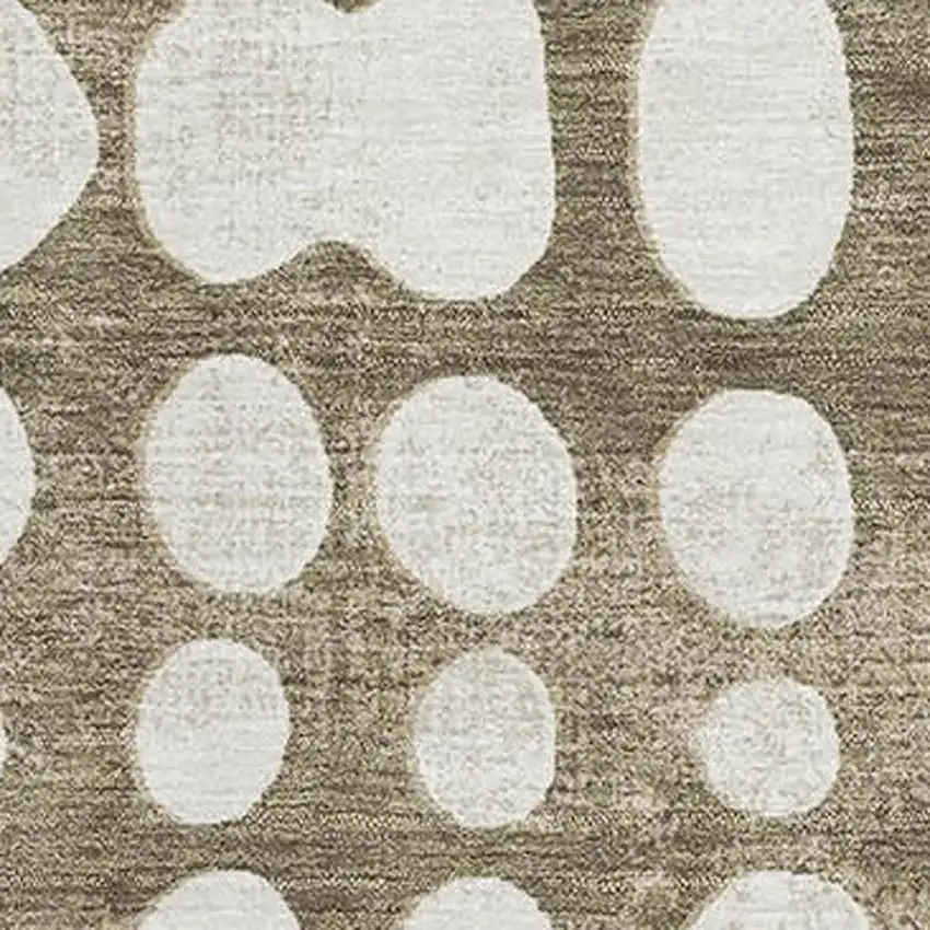 Taupe And Ivory Polka Dot Washable Area Rug With UV Protection Photo 3