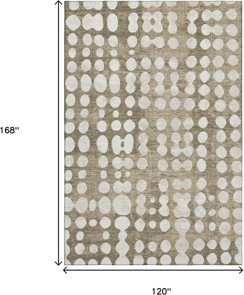 Taupe And Ivory Polka Dot Washable Area Rug With UV Protection Photo 9