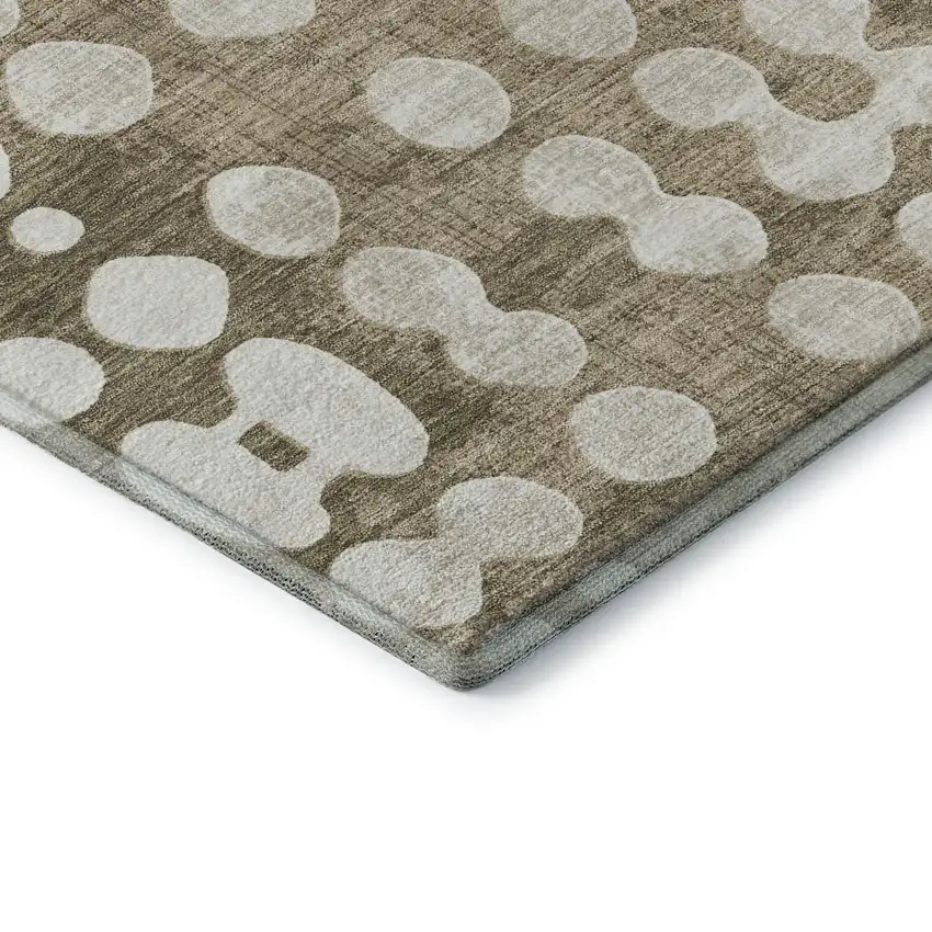 Taupe And Ivory Polka Dot Washable Area Rug With UV Protection Photo 7