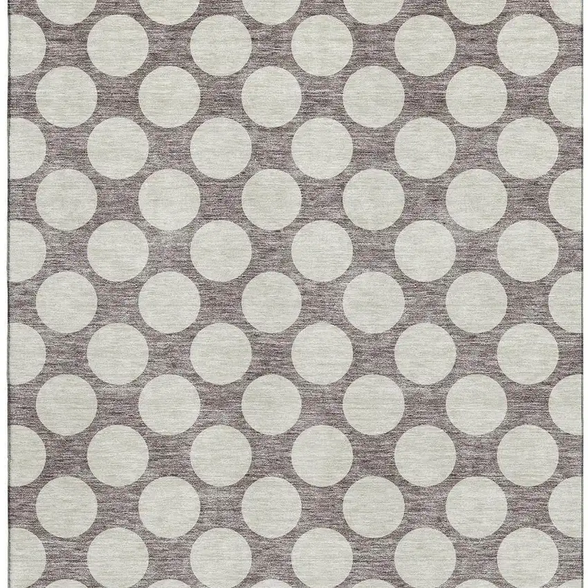 Taupe And Ivory Polka Dot Washable Area Rug With UV Protection Photo 4