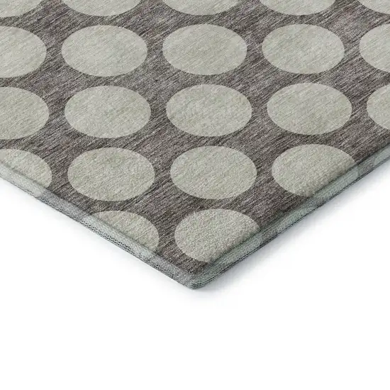 Taupe And Ivory Polka Dot Washable Area Rug With UV Protection Photo 8