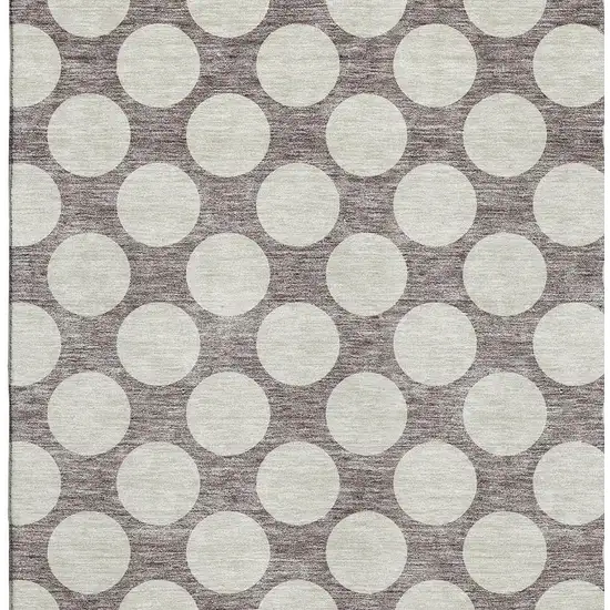 Taupe And Ivory Polka Dot Washable Area Rug With UV Protection Photo 3