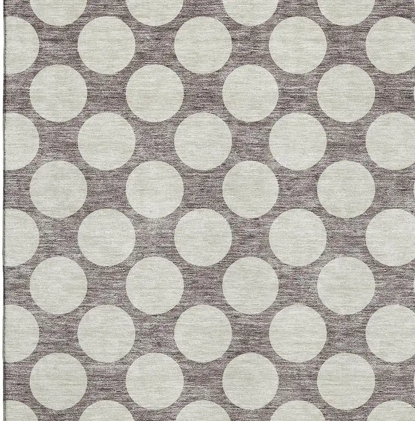 Taupe And Ivory Polka Dot Washable Area Rug With UV Protection Photo 3