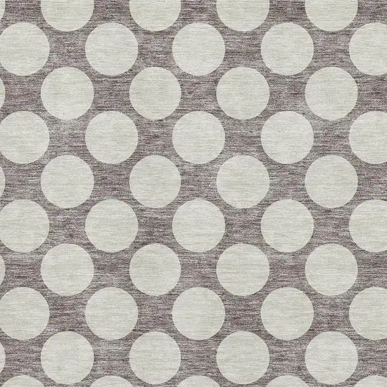 Taupe And Ivory Polka Dot Washable Area Rug With UV Protection Photo 3