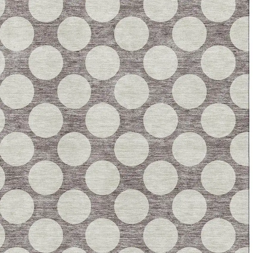 Taupe And Ivory Polka Dot Washable Area Rug With UV Protection Photo 3