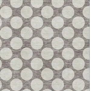 Photo of Taupe And Ivory Polka Dot Washable Area Rug With UV Protection