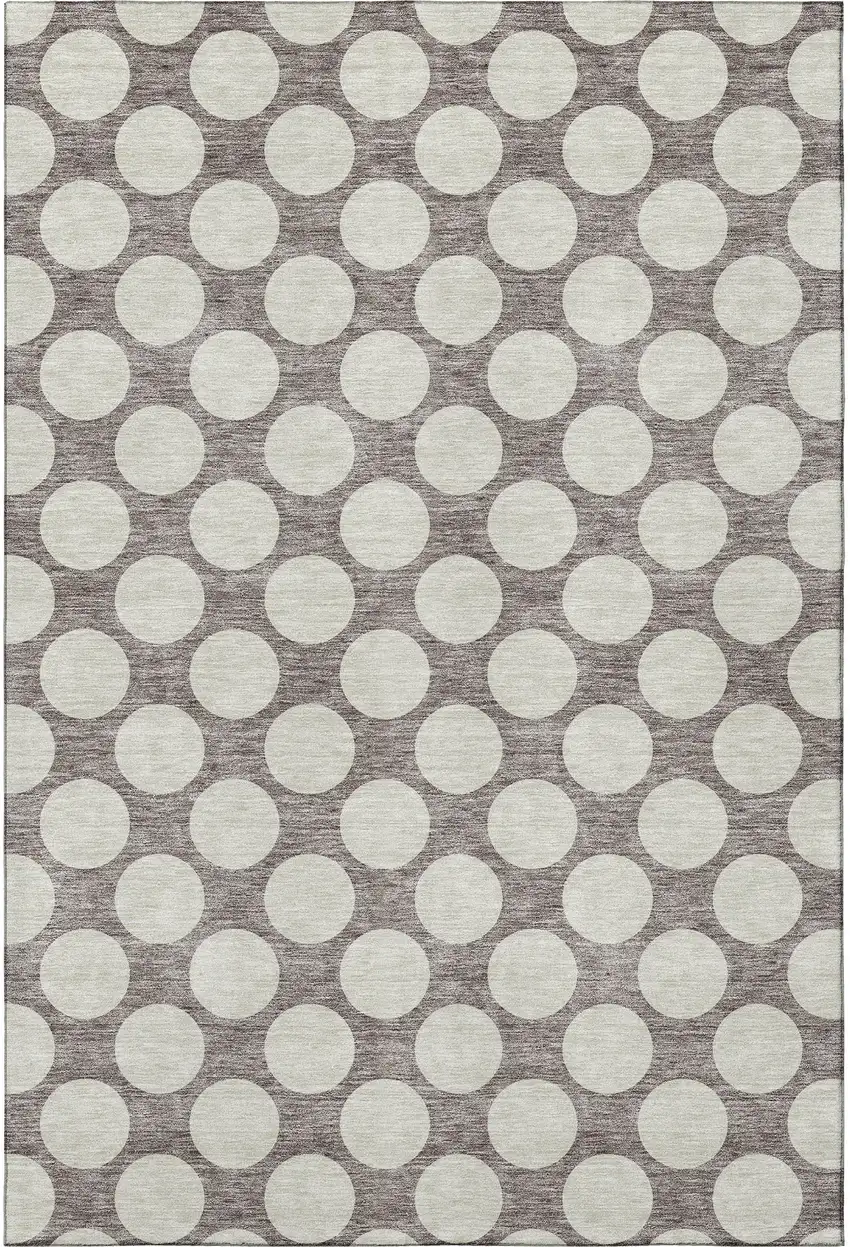 Taupe And Ivory Polka Dot Washable Area Rug With UV Protection Photo 3
