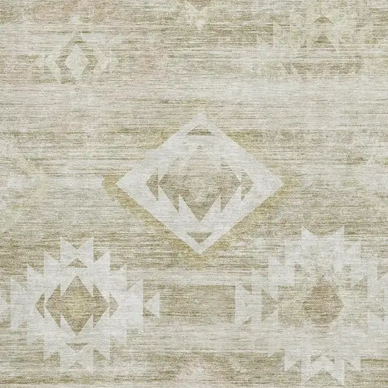 Taupe And Ivory Southwestern Washable Area Rug With UV Protection Photo 3