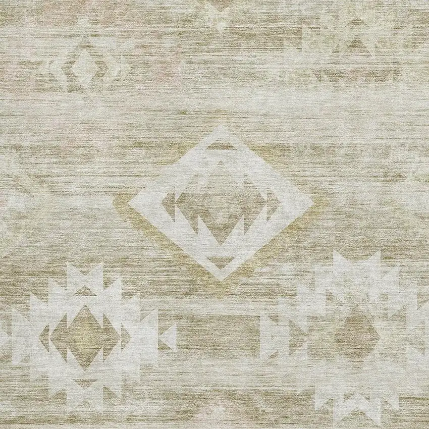 Taupe And Ivory Southwestern Washable Area Rug With UV Protection Photo 3
