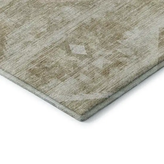 Taupe And Ivory Southwestern Washable Area Rug With UV Protection Photo 7