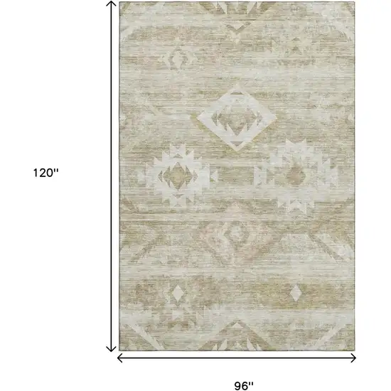 Taupe And Ivory Southwestern Washable Area Rug With UV Protection Photo 3