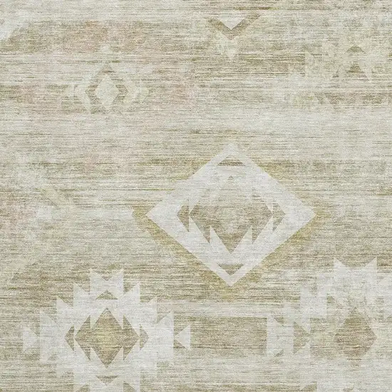 Taupe And Ivory Southwestern Washable Area Rug With UV Protection Photo 3