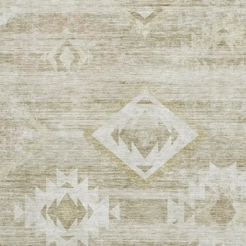 Taupe And Ivory Southwestern Washable Area Rug With UV Protection Photo 3