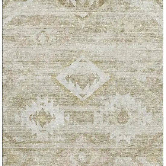 Taupe And Ivory Southwestern Washable Area Rug With UV Protection Photo 4