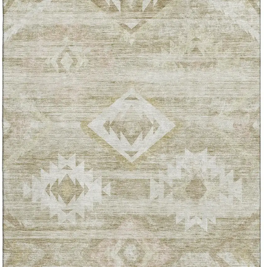 Taupe And Ivory Southwestern Washable Area Rug With UV Protection Photo 3