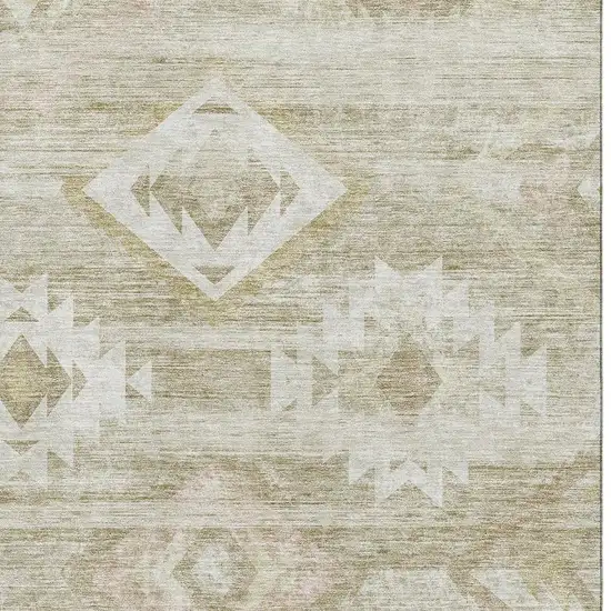 Taupe And Ivory Southwestern Washable Area Rug With UV Protection Photo 4