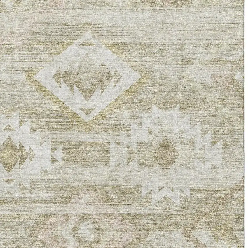 Taupe And Ivory Southwestern Washable Area Rug With UV Protection Photo 4