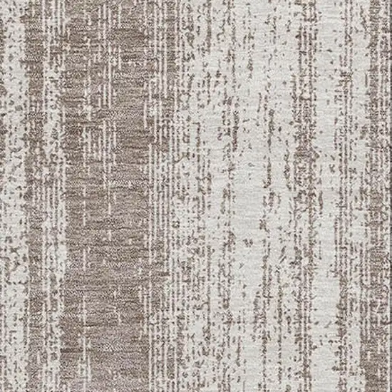 Taupe And Ivory Striped Washable Area Rug With UV Protection Photo 5