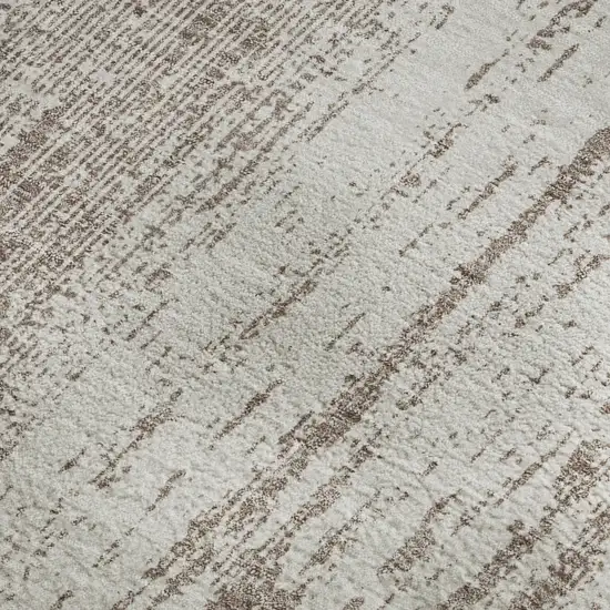 Taupe And Ivory Striped Washable Area Rug With UV Protection Photo 3