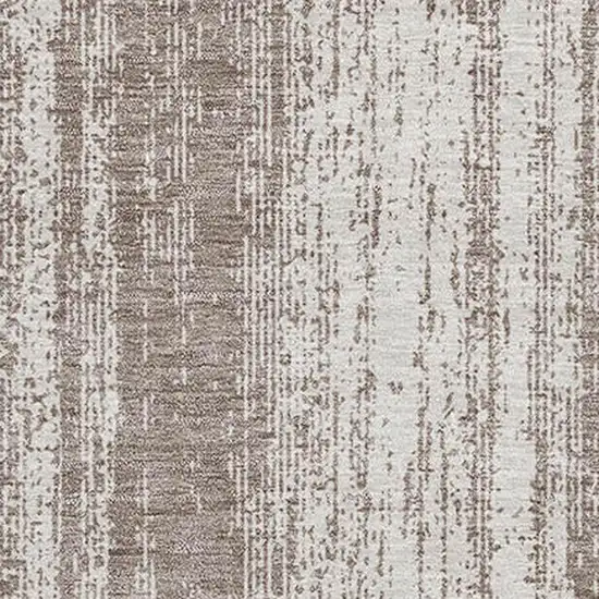 Taupe And Ivory Striped Washable Area Rug With UV Protection Photo 4