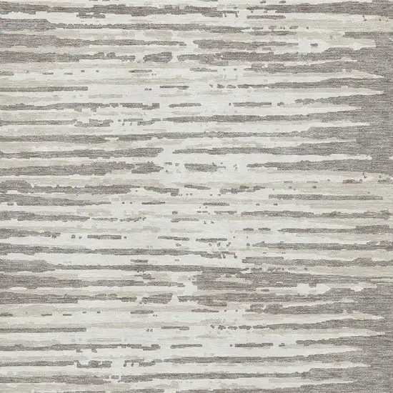 Taupe And Ivory Striped Washable Area Rug With UV Protection Photo 3
