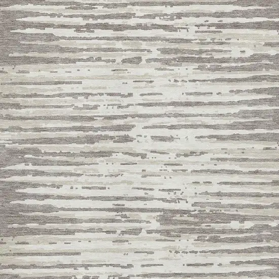 Taupe And Ivory Striped Washable Area Rug With UV Protection Photo 3