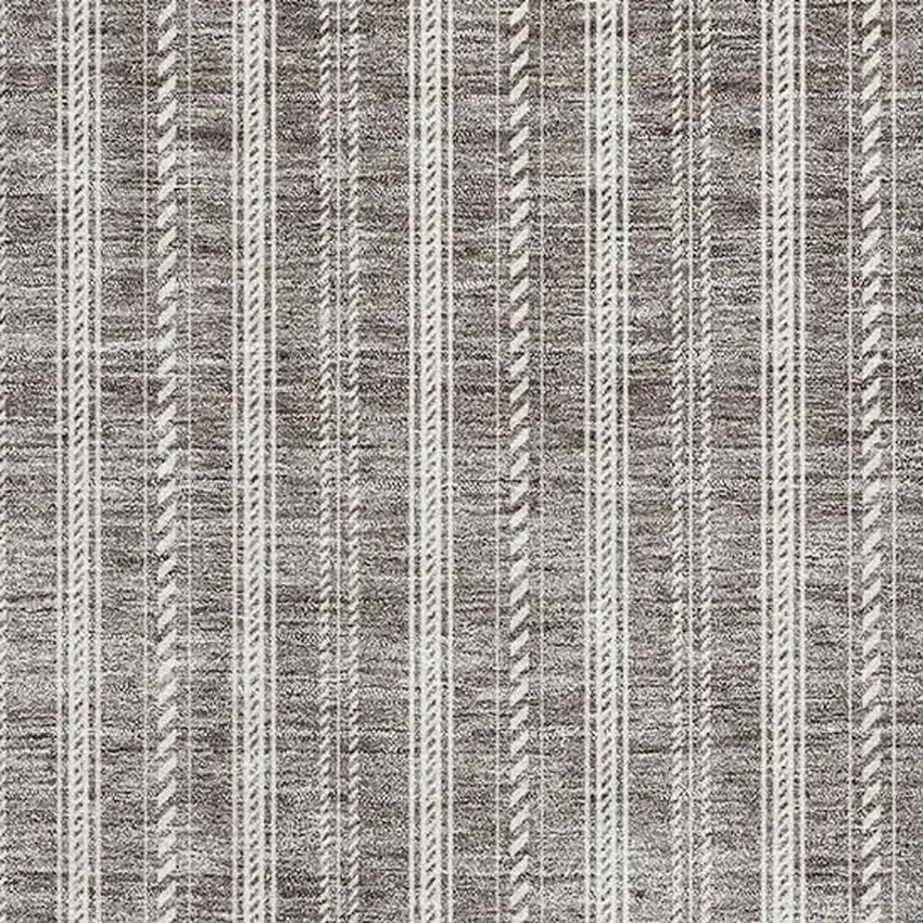 Taupe And Ivory Striped Washable Area Rug With UV Protection Photo 2